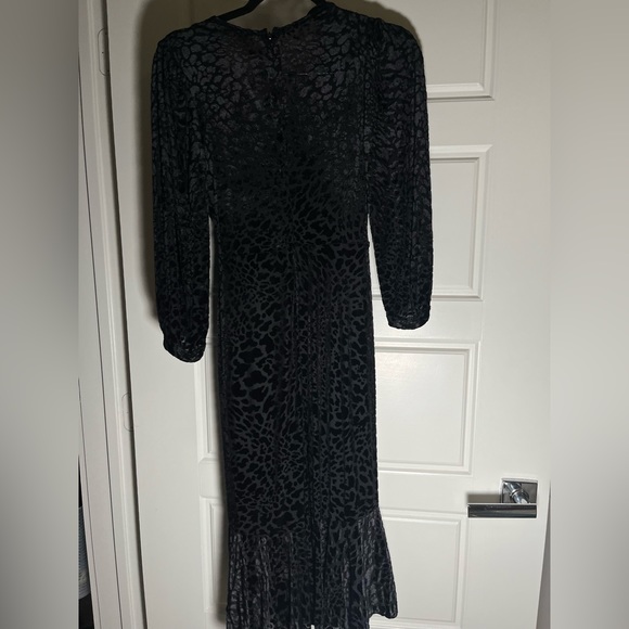 Black Size 2 Calvin Klein Burnout Velvet Leopard Wrap Dress - Picture 6 of 7